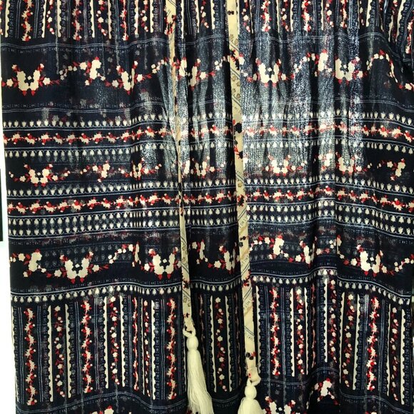 Wide leg multi-colored drawstring waist loose flowy pants - Picture 9 of 12